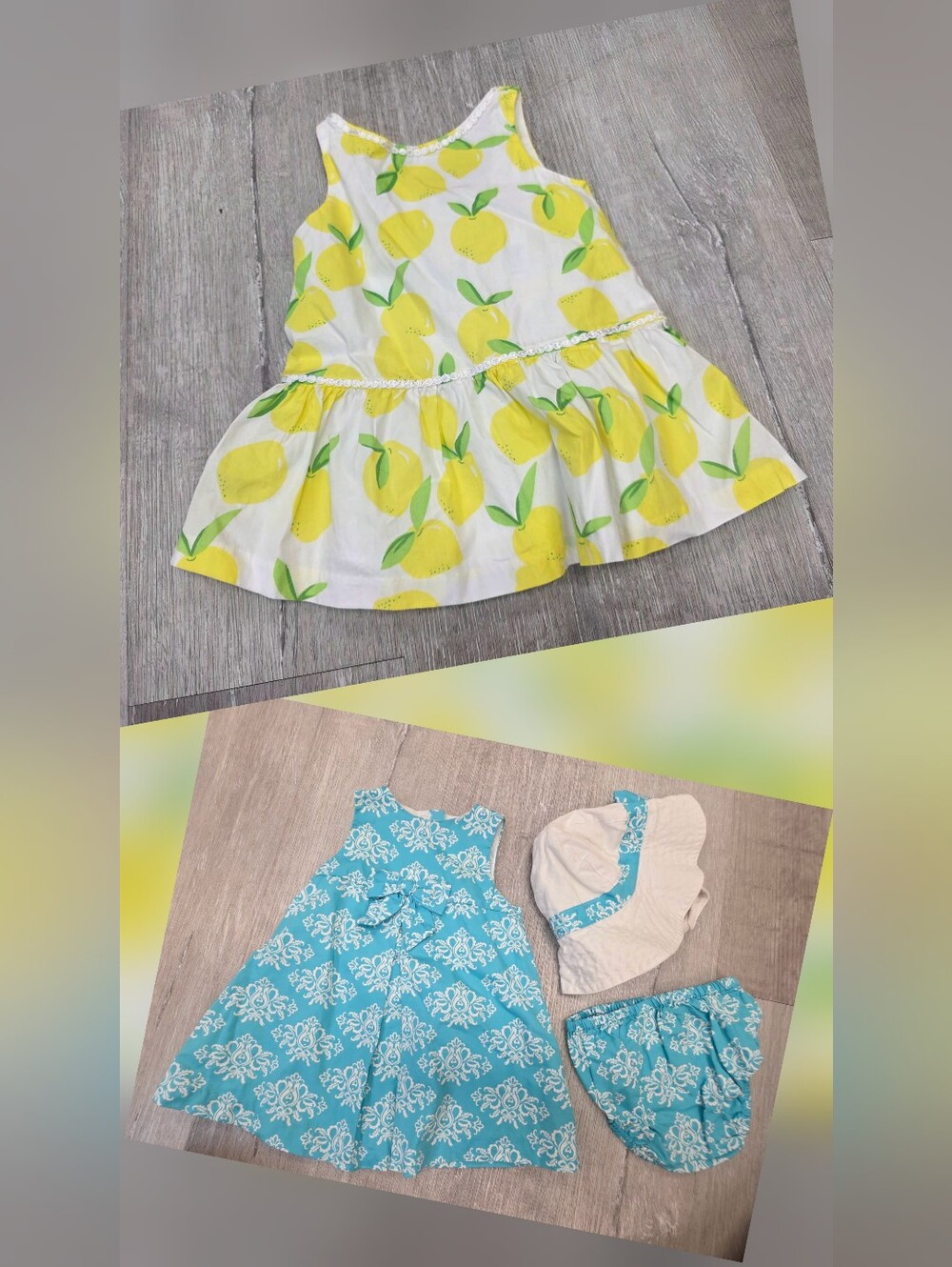 Gymboree BUNDLE 🍋Lemon & blue Dress With 1 Bloomer & Hat PERFECT